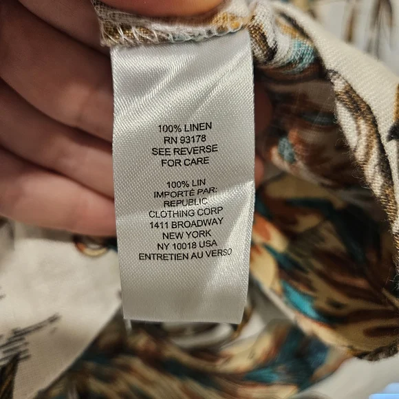 Elie Tahari Ivory Floral Pattern Sleeveless 100% Linen Dress Woman Size S - Picture 8 of 9